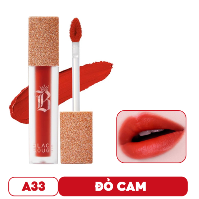 Son Kem Lì Black Rouge Mịn Môi Airfit Velvet Tint Ver 7 Crown 37.6G .#A33 Sunset Crown Đỏ Cam