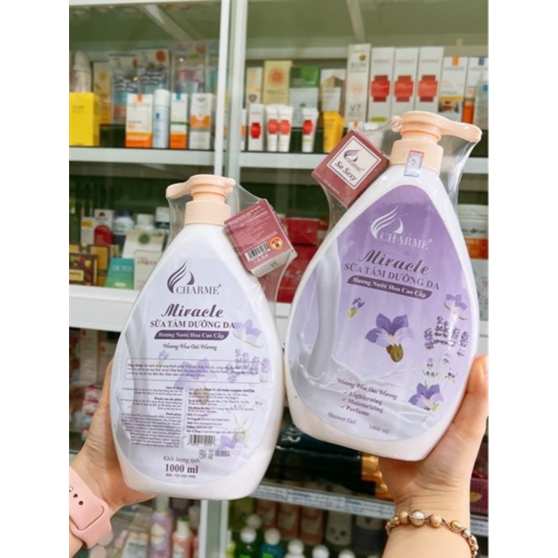 Sữa Tắm Dưỡng Da Charme Miracle Hương Hoa Oải Hương 1000Ml + Nước Hoa Mini