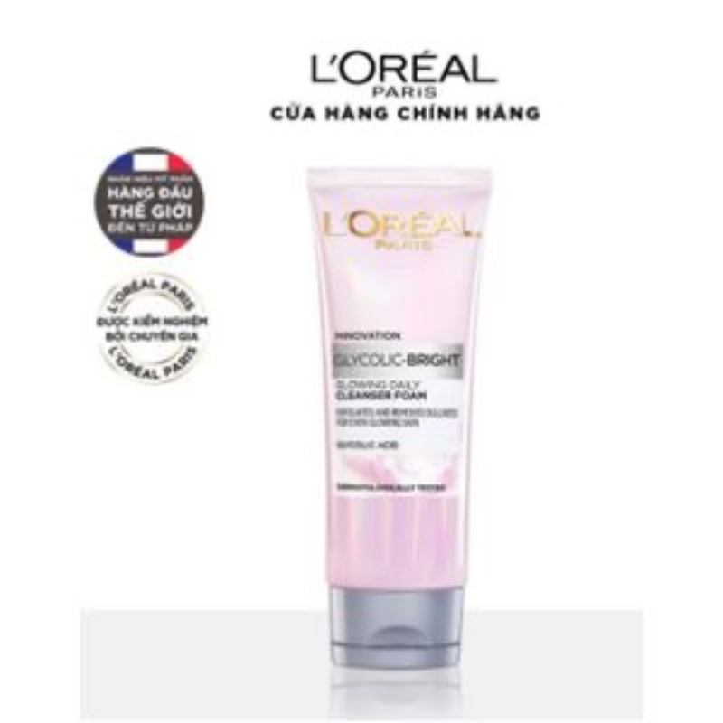 Sữa Rửa Mặt Sáng Da L’Oréal Paris Glycolic-Bright Glowing Daily Cleanser Foam 100Ml