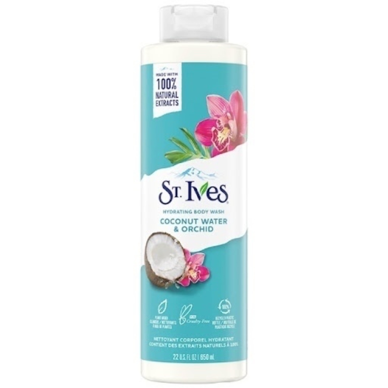 Sữa Tắm Tẩy Tế Bào Chết St. Ives Coconut Water & Orchid Plant Based Natural Body Wash Soap 650Ml