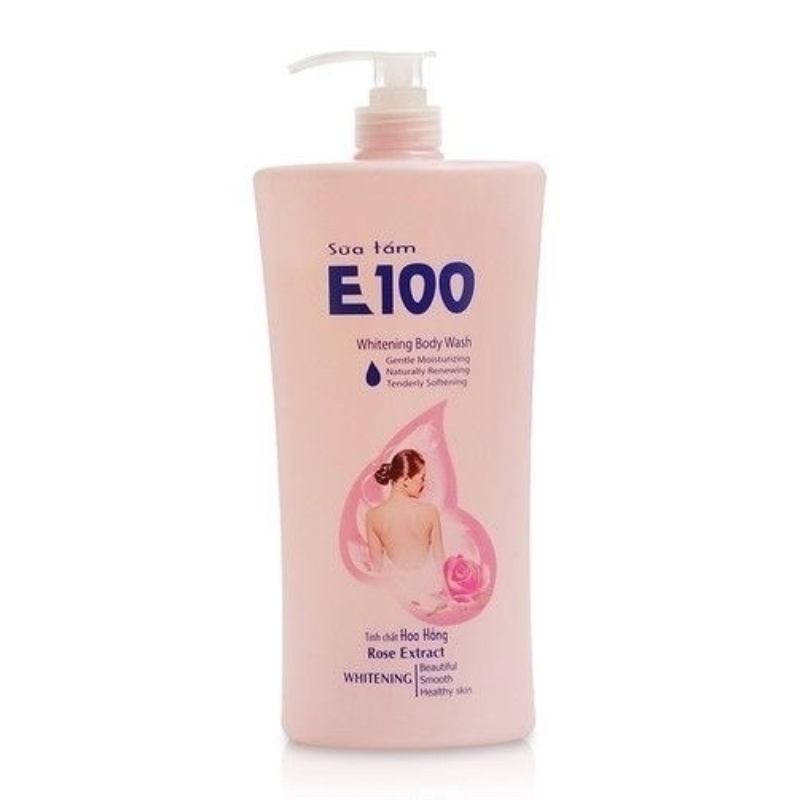 Sữa Tắm E100 Whitening Body Wash Rose Essence Tinh Chất Hoa Hồng Giúp Trắng Da 1200Ml