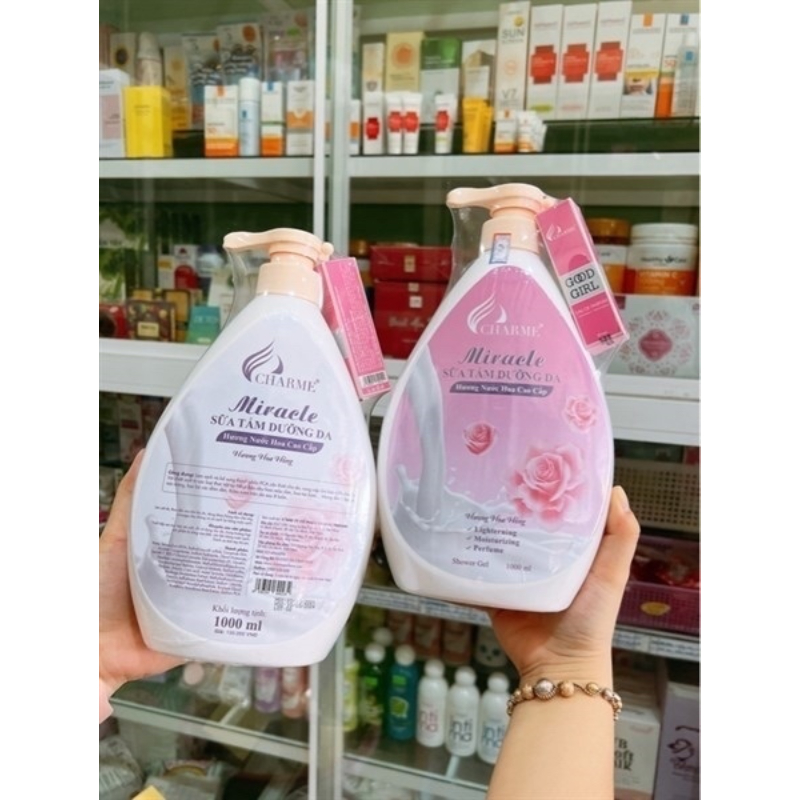 Sữa Tắm Dưỡng Da Charme Miracle Hương Hoa Hồng 1000Ml + Nước Hoa Mini