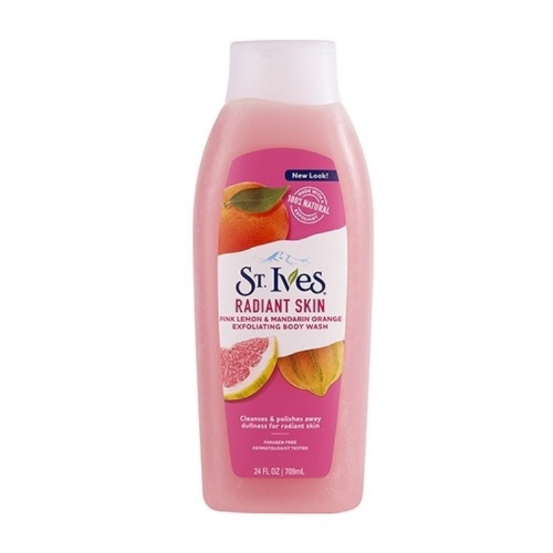 Sữa Tắm Dưỡng Da Sáng Mịn Đều Màu Cam Chanh St.Ives Radiant Skin Pink Lemon & Mandarin Orange Body Wash 650Ml