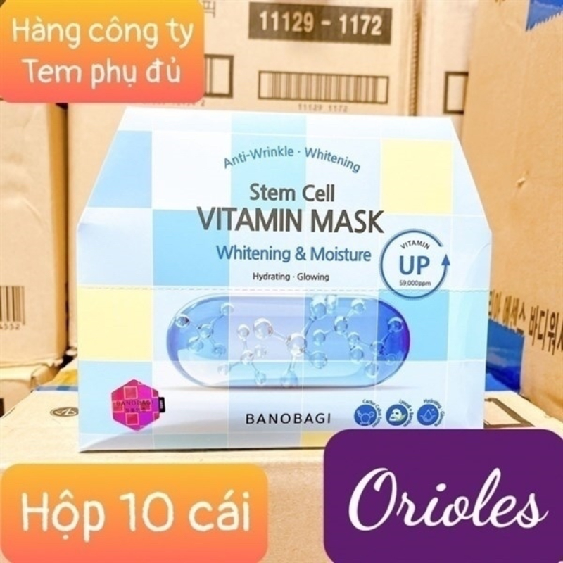 Mask Mặt Nạ Giấy Banobagi, Xanh Stem Cell Vitamin Whitening Mask Hàn Quốc 30Gr #Xanh Dương Moisture, Cấp Ẩm Chuyển Sâu, Trắng Sáng