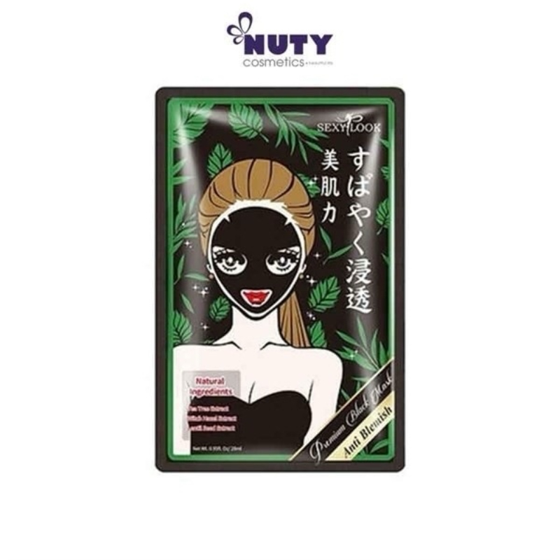 Mặt Nạ Hỗ Trợ Kiểm Soát Dầu Và Trị Mụn Sexylook Tea Tree Anti Blemish Black Facial 28Ml Hàng Cty