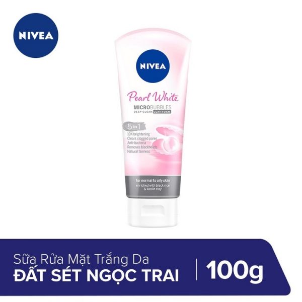 Nivea Sữa Rửa Mặt Trắng Da Ngọc Trai Micro Bubble Deep Clean Foam 5In1 Cho Da Thường Và Da Hỗn Hợp 100G