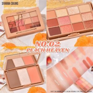 82171 phấn mắt sivanna 12 ô soft blurring double eye palette rosy coral #hf620 màu01