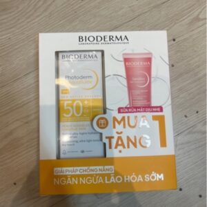 Set kem chống nắng bioderma photoderm aquafluide spf 50 + sữa rửa mặt bioderma sensibio 45ml