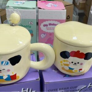 P102 cốc gấu dễ thương có nắp thìa 400ml