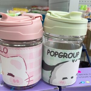 J502 bình nước thủy tinh dễ thương mix màu
