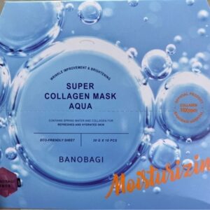 Mặt nạ banobagi super collagen mask aqua moisturizing (xanh biển): cấp ẩm chuyên sâu cho da nhờ chứa nước suối nước khoáng, giúp da căng bóng ẩm mịn cả ngày dài. giúp tái tạo da, cải thiện nếp nhăn, ngăn ngừa lão hóa mạnh mẽ.