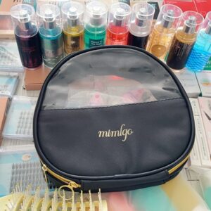 Túi đựng mỹ phẩm mimfgo đen hồng