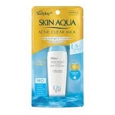 Thân trắng nắp xanh milk. sữa chống nắng sunplay skin angừa mụnquaacne clear milk spf50+ pa++++ 25g