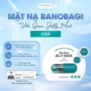 Mặt nạ banobagi vita genic jelly mask cica làm dịu làn da nhạy cảm bị thương tổn, bổ sung độ ẩm , dưỡng chất cho làn da khô, sần , kháng khuẩn , kháng viêm , làm dịu da