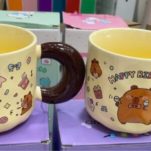 Q301 cốc sứ sinh nhật gấu capy mix