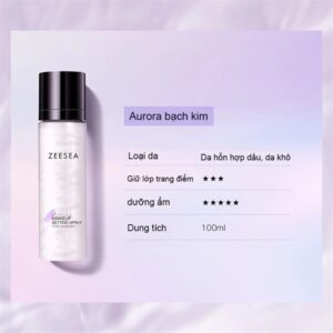 Xịt khóa nền, giữ nền lâu trôi, bắt sáng zeesea lasting makeup setting spray 100ml nền bổ sung độ ẩm cho da, làm mềm da, hỗ trợ kiềm dầu hiệu quả, giảm tình trạng bóng dầu trên da, giữ cho lớp trang điểm lâu trôi, luôn căng bóng , đen